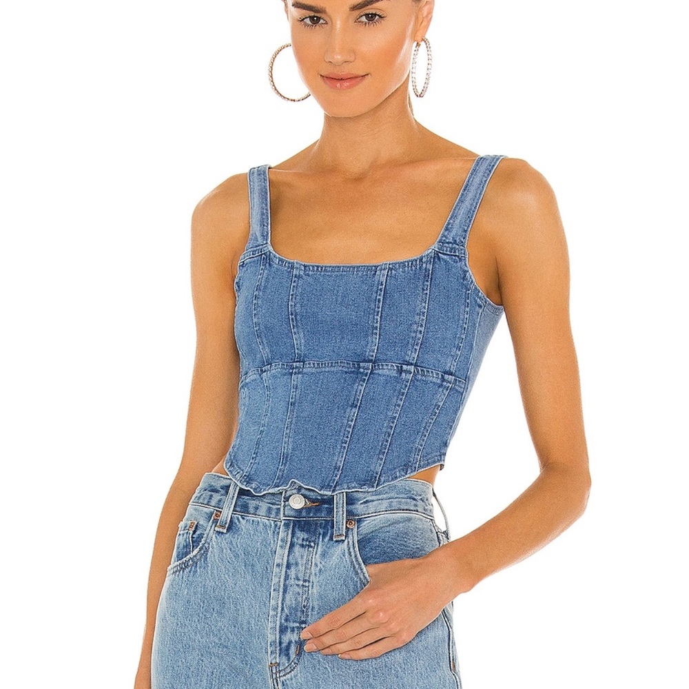 Blue Asymmetrical Fitted Crop Tank